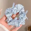 Goma para el pelo extragrande de estilo coreano de alta gama con lazo, goma para coleta, cuerda para el pelo de encaje a cuadros, accesorio para el pelo