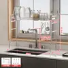 Estante de acero inoxidable 304 para fregadero de cocina para guardar vasos y platos sobre el fregadero, con función de drenaje y almacenamiento