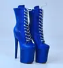 Botas sexys europeias e americanas de 20CM com estampa de cobra para pole dance, botas curtas da moda, sapatos de palco para boate e passarela, sapatos com cadarço de plataforma plus size