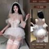 Lencería Sexy, Velo Sexy Blanco Transparente, No Necesidad de Quitarse el Traje de Vestido de Boda, Uniforme de Novia, Tentación, Deseo Puro y Hot