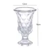 Vaso Retro de Vidro Transparente Embossado Estilo Europeu Florero Hidropônico de Cristal Arranjo de Flores Vaso de Flores de Perna Alta Atacado