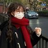 Bufanda roja de estilo fantasma para mujer, cálida y gruesa, de punto, estilo coreano, de alta gama, combinable con todo, nuevo estilo 2024