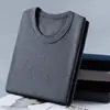 Conjunto de Roupa Térmica de Outono Gola Redonda Algodão Quente Camada Base para Homens, Gola Média-Alta, Tamanho Grande, Suéter de Algodão Cor Sólida para Outono e Inverno