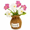 Crochê de Lã Flor-Não-Me-Esquecer Vaso de Flores Pequeno Vaso Tricotado à Mão Ornamento para Plantas Mais Vendido na Amazon Planta em Vaso Artificial