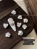 Decoraciones para Uñas White Small Flower Zircon Stacked Rhinestone, Perla 3D Cuadrada de Lujo Ligero Sin Base, Pedrería al por Mayor