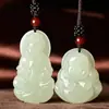 Pendente Natural de Jade Branco Afegão Buda Maitreya Guanyin, Pendente de Jade Guanyin Buda Azul-Branco Venda por Atacado