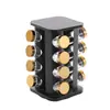 Amazon transfronterizo cubierta negra base cuadrada giratoria cubierta de acero inoxidable botella de condimento traje tarro de condimento venta al por mayor