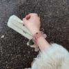Pulsera de Cristal Explosiones de Piedra Natural Estilo Chino Nuevo Sensación Fresca Tres Anillos Cristal Fresa Hielo Blanco Ágata Roja Piedra Lunar para Mujer