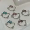 Nuevo Clip para el Cabello con Forma de Cabeza de Gato Hueca Grande Totalmente Incrustado con Diamantes, Fondo Plano, Material de Diseño para Decoración Gumi, Accesorios Hechos a Mano