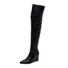 Botas Skinny Botas de Tacón de Cuña Botas Altas hasta la Rodilla Muestra de Talla Botas de Tacón Alto para Pierna 46 Nuevo 32 Botas de Motociclista de Comercio Exterior Talla Blanca Mujer