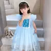 Vestido de Princesa Elsa para Mujer Vestido Corto de Manga Corta Elsa de Frozen Vestido de Verano para Niñas Vestido Elsa