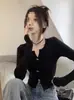 Top térmico negro de cuello en V Pure Desire para mujer, suéter de punto ajustado, nueva colección otoño 2025, diseño elegante y único para un look moderno