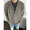 Cárdigan de Punto Vintage Estilo Old Money para Hombre, Primavera y Otoño, Peso Pesado, Sencillo y Versátil, Suéter Gris Carbón para Hombre