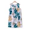 Camisola Feminina Verão Plus Size Sem Mangas Camisola de Comprimento Médio Solta Casual Vestido Pijama para Idosos