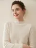 Tejidos 100% Cachemir Puro para Mujer, Suéter de Cuello Alto Medio, Tejido Holgado, Ropa Interior de Otoño e Invierno, Ropa Exterior, Prendas Base de Punto
