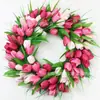Guirlanda de Tulipas Artificiais Estilo Primavera Transfronteiriça, Guirlanda para Decoração de Casa Pendurada na Porta, Enfeite de Feriado de Natal Guirlanda de Videira Pendurada na Parede