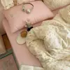 Conjunto de cuatro piezas de gasa de doble capa 100% algodón, estilo blogger coreano, estampado floral mixto, clase A, juego de funda de edredón y sábana de algodón puro, juego de 3 piezas para estudiantes
