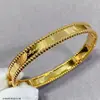 Novo Modelo Pulseira Caleidoscópio Estreita Banhada a Ouro Branco 18K Ouro Rosa, Versão Larga com Pedras e Cravação Completa de Diamantes, Pulseira Cravejada de Diamantes Trevo de Quatro Folhas
