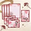 Conjunto de papel de carta e envelopes de rosa vintage, alto valor estético, presente requintado e romântico, papelaria premium em branco para cartas de amor