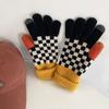 Guantes de Dedos a Cuadros con Pantalla Táctil para Mujer Invierno Cálido Lindo Lana para Montar a Prueba de Frío con Forro Polar Engrosado Estudiante Cuadros