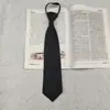 Corbata negra sin nudos para combinar con todo, estilo coreano, informal, para hombre de negocios, con cremallera, de color liso, para el trabajo