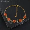 Pulsera de Plata S925 Chapada en Oro Corazón Rojo Cereza en Forma de Corazón DIY Moda Pulsera Estilo Chino Rojo Sur Plata Incrustada Joyería de Mano