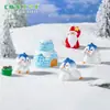 Nuevo producto transfronterizo: adorables figuras de Santa Claus y pingüinos para paisajes en miniatura, decoraciones DIY, accesorios para bolas de cristal y pequeños adornos