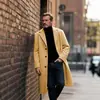Casaco de lã masculino de comprimento médio, casaco de lã estilo terno de negócios para outono e inverno, modelagem solta, trench coat até o joelho, disponível em várias cores e em estoque