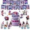 Louças Temáticas de Grupo de Meninas Caçadoras de Demônios Azuis de K-Pop, Pratos de Papel, Copos de Papel, Toalhas de Mesa, Bandeiras, Suprimentos para Decoração de Festa de Aniversário