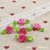 Rosa de tela con hojas, pequeña cinta de rosas, flor, accesorios para el cabello para niños coreanos, accesorios de material hechos a mano