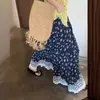 Falda Adelgazante Línea A Cubre-Carne Verano 2024 Estilo Coreano Vintage Floral Encaje Costuras Diseño Nicho Falda para Mujer