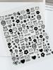 Calcomanías para Uñas de Estrella de Cinco Puntas de Celebridad de Internet Clásico Blanco y Negro Color Puro Recortadas Calcomanías de Estrella Decoración de Uñas DIY con Dorso Adhesivo