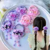 Nuevo anillo para el pelo morado de Kuromi para niños, anillo pequeño deintestino rosa de Melody, cuerda para la cabeza, princesa dulce, dibujos animados, flor, flor, accesorios para el pelo