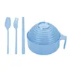 Tazón para Fideos Instantáneos de Paja de Trigo para Comercio Exterior con Tapa, Juego de Vajilla, Gran Capacidad para Dormitorio, Conveniente Tazón para Sopa y Tazón para Arroz con Asa