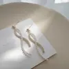Pendientes Geométricos de Perlas Incrustados con Diamantes de Dongdaemun Coreanos, Estilo Nicho, Pendientes de Moda y Versátiles, Pendientes de Diseño Personalizado para Mujer