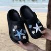 Sandalias y Chanclas Baotou de Concha de Estrella de Mar Azul Moda Verano Nuevo para Mujer Zapatos de Playa con Agujeros para Exteriores