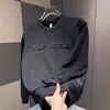 Sudadera gruesa con terciopelo para otoño e invierno, sudadera de moda versátil para hombre, estilo pullover, teñido anudado, estampado en caliente de letras, camiseta de manga larga, top