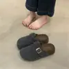 Zapatos cerrados para mujer estilo Birkenstock, de suela gruesa y forro polar, Novedad Otoño e Invierno 2025 para Mujer, Pantuflas de Piel tipo Slip-On Perezoso