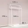 Estante de Exhibición Blanco de Pie para Tienda de Ropa Estante de Exhibición para Ropa de Mujer con Colgador Lateral Gabinete Alto de Doble Capa Perchero