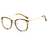 Óculos de Armação Grande Retangular Quadrado Liso Estilo Coreano Retro para Homens e Mulheres, Lentes Lisas para Maquiagem, Armação de Metal PC, Óculos Anti-luz Azul