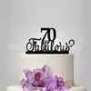 Tarjeta de pastel acrílica "70 & fabulous" palabra en inglés para cumpleaños, aniversario