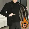 Chaqueta de Traje para Hombre de Otoño e Invierno Chenilla con Forro Polar Engrosada Casual Chaqueta de Lana Abrigo de Lana