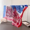 Bufanda Grande Cuadrada de Color Contrastante Rojo y Azul Seda Artificial de Alta Gama Bufanda Chal de Viaje Estampada Bufanda Protectora del Sol Pañuelo para la Cabeza Bufanda para Mujer