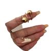 Anillo de bola hueca multicapa de alta calidad de estilo francés, brillante, para mujer, ligero, de lujo, con todo tipo de combinaciones, de metal abierto.