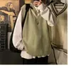 Estilo Hong Kong Primavera e Outono Comércio Exterior Transfronteiriço Tricô da Moda Masculino Estilo College para Casal Colete de Lã Sem Mangas