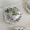 Taza de edad media azul y flor Taza de café platillo juego Cerámica Retro estilo Europeo Exquisito Gama alta Lujo ligero Taza para el té de la tarde