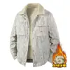 Jaqueta 2398JR 2026 Nova Jaqueta com Gola de Lã Outono/Inverno, Espessa e Forrada, Estilo Retro Americano, Jaqueta Plus Size