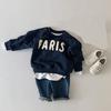 Top infantil estilo ins coreano para niños medianos y pequeños, suéter de algodón para niños y niñas, otoño e invierno, nuevo suéter de punto con letras estilo occidental para bebé