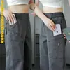 Pantalones Cargo de Bolsillo Grande para Hombre de Primavera y Otoño Versátiles Holgados Rectos Casuales Resistentes a las Arrugas Cómodos de Pierna Ancha Largos de Algodón