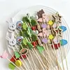 Palitos de Fruta Descartáveis de Bambu com Desenhos, Palitos Criativos para Coquetel, Garfinhos de Fruta com Formato de Animal Fofo, Palitos Decorativos Atacado